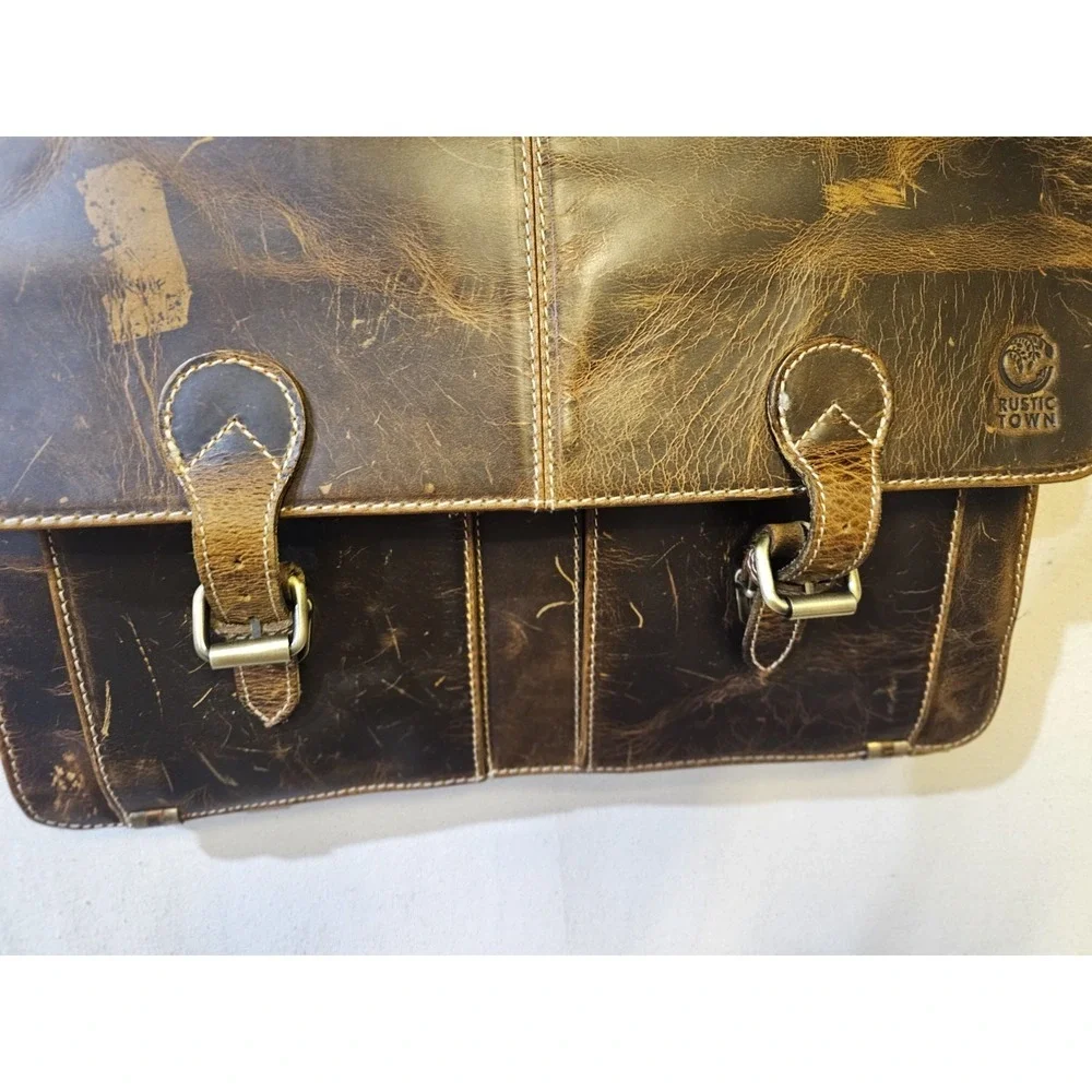 Rustic Town Leather Mens Computer/ Work Bag 15x 10